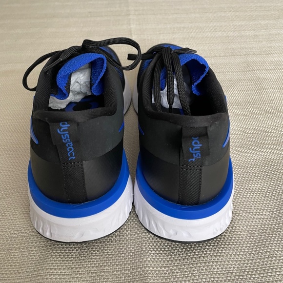 Nike Men`s Odyssey React 2 Flyknit Black/racer Blue Running Shoes Size 10,5 - Picture 7 of 9